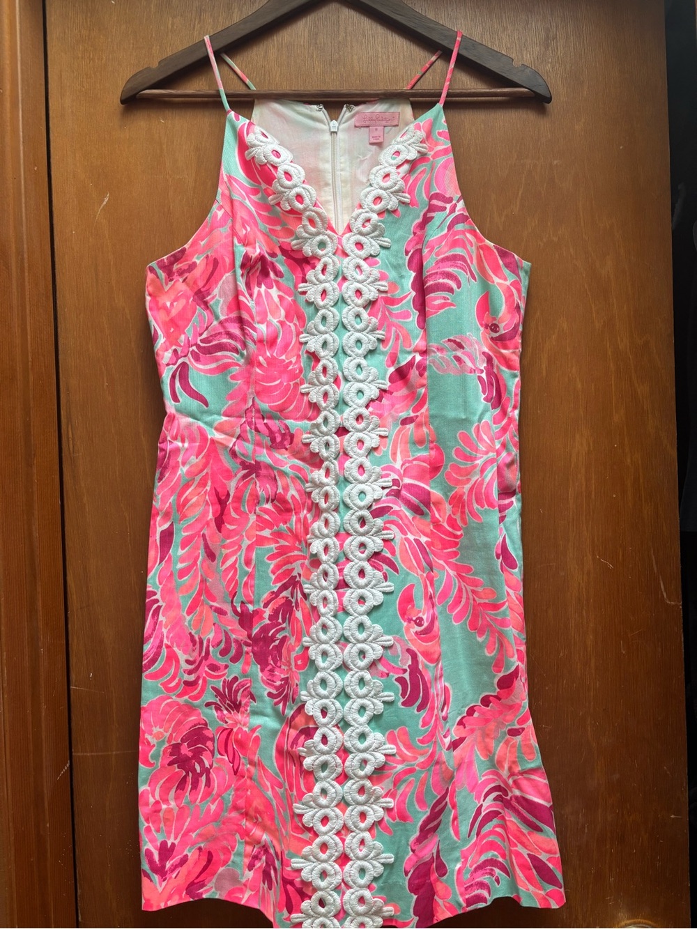 Lilly Pulitzer Pink & Aqua Floral Spaghetti-Strap Dress